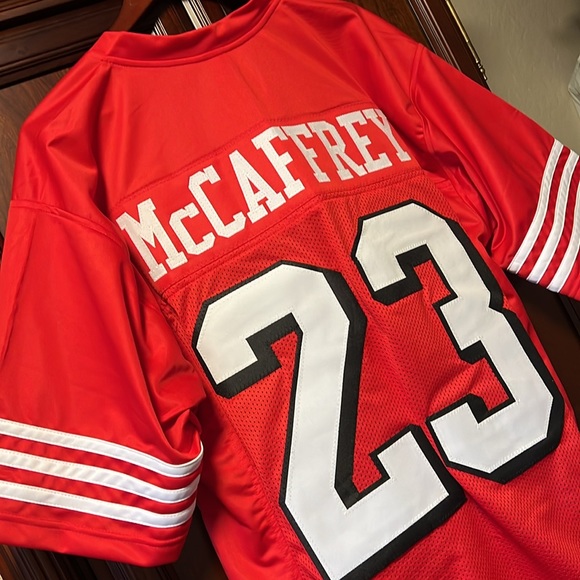 Brand New Custom Design Throwback NFL SF 49er Christian McCaffrey #23 Red Jersey - Picture 4 of 8